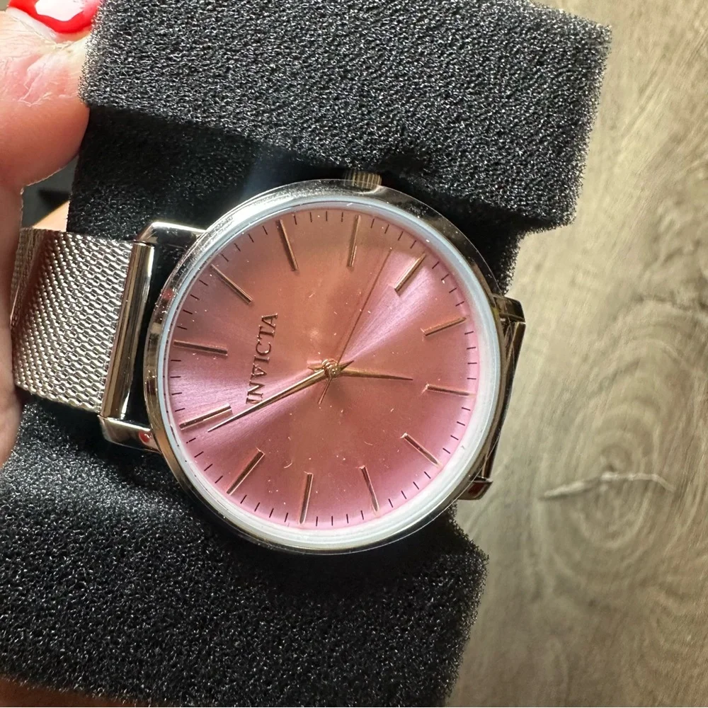 Invicta Angel Starlight 48843 Pink Dial Silver Mesh Watch 38mm NIB